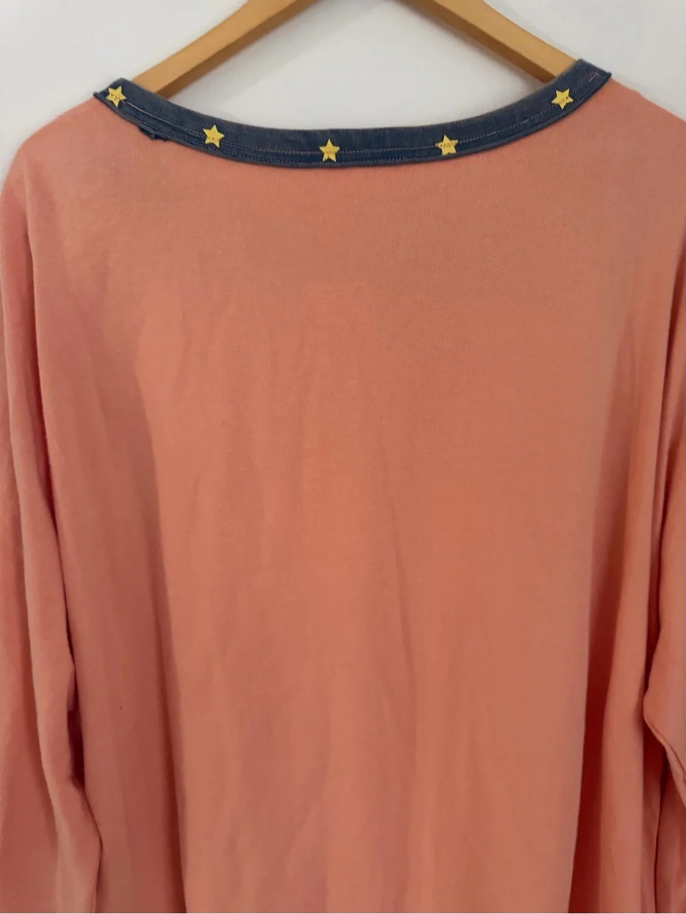 We The Free FP Courside Tee Tunic 1985 Peach Salmon Women Medium Long Sleeve